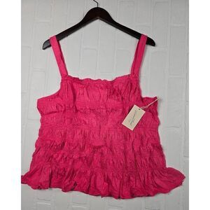 Universal Thread Pink Smocked Cropped Tank Top 3X